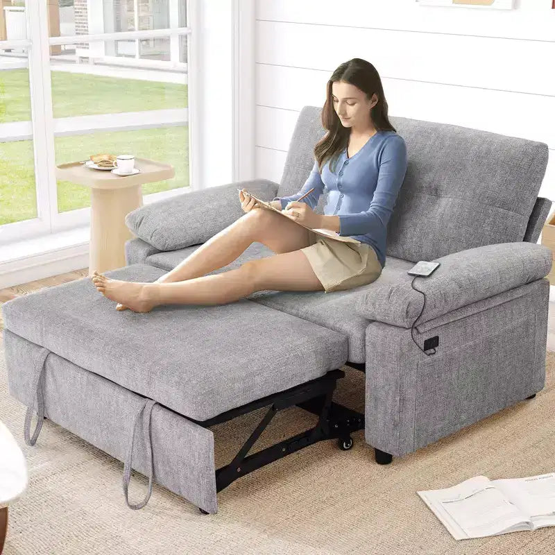 Divano letto convertibile 3-in-1 Dyonery, divano letto estraibile con schienale regolabile