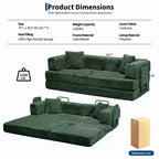 80.7 5-in-1 Convertible Sleeper Sofa Bed 鈥?Corduroy, 1200 lbs, No Assembly