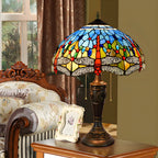HomeyFad Vintage-Tischlampe mit 2 Leuchten, Edelstahlsockel und gläsernem Kuppelschirm