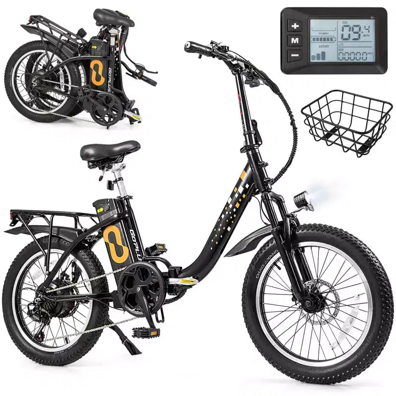 Costway opvouwbare elektrische mountainbike voor volwassenen met 20-inch dikke banden, 750 W borstelloze motor, 54 V 13 Ah, UL2849