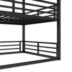 Dreifach-Etagenbett, Metall-Etagenbett in voller Größe mit Sicherheitsgeländern, robustes Etagenbett mit geräuschreduziertem Design, Schwarz
