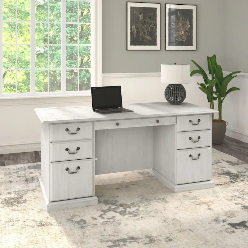 Scrivania direzionale Bush Furniture Saratoga con cassetti e vano portaoggetti