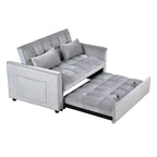 Modern Pull-Out Couch Bed, 3-in-1 Sleeper Sofa with Adjustable Backrest, Velvet Loveseat, Pillows & Side Pockets