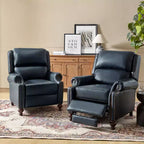 Set van 2 moderne Elisabete-fauteuils met hoge rugleuning van echt leer en vintage spijkerkopafwerking voor woonkamer en slaapkamer| ART OF LIVING DESIGNS