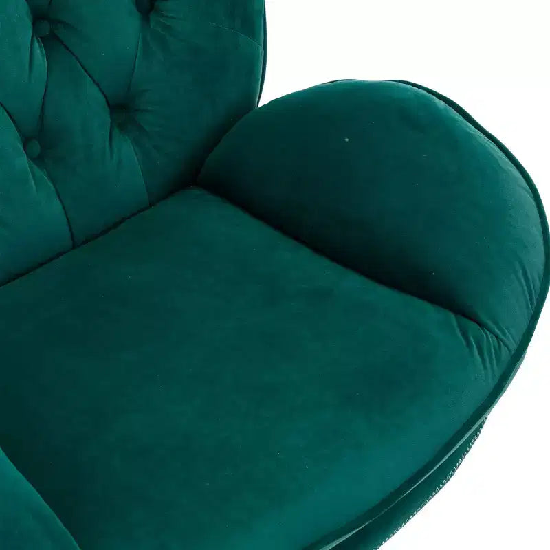 Okak fluwelen fauteuil met voetenbankje, moderne armloze woonkamerstoel in mid-centurystijl, zachte comfortabele stoel om tv te kijken en te gamen