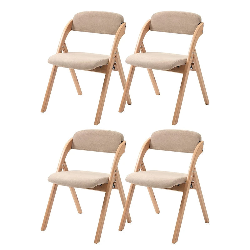 Sedie da pranzo pieghevoli impilabili in legno con sedute imbottite (set da 4)