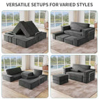 Convertible Cloud Sectional Couch Comfy Corduroy Sectional Sofa Comfy Couch With Deep Seat & High Pillows Easy To Assemble