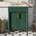 Vanity tal-kamra tal-banju ta’ 24 b’sink taċ-ċeramika, kabinett Shaker, 2 bibien b’għeluq artab u qafas tal-injam solidu għal kamra tal-banju żgħira jew powder room
