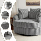 Extra grote 43 W pluche corduroy draaifauteuil met verzonken armleuningen en kuipvorm