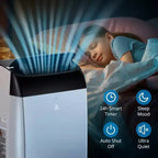 GustoWave-airconditioner van 14000 BTU met afstandsbediening, draagbare airco voor kamers tot 750 vierkante voet, wit/zwart