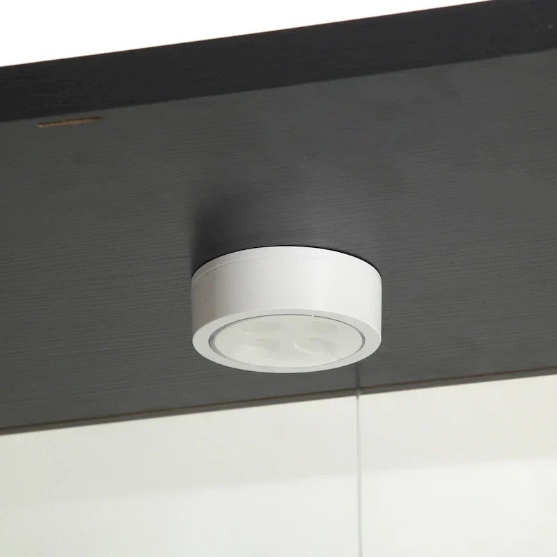 Verlichte glazen kast met twee deuren, glazen vitrinekast met 4 planken, zwart