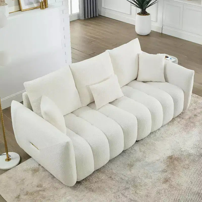 Divano moderno GDFStudio Alanna da 79,5 pollici, a 3 posti, rivestito in tessuto teddy con cuscini