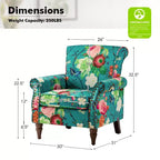 Araceli traditionele houten bloemenfauteuil met bekleding, hoge rugleuning en sierspijkerrand| ART OF LIVING DESIGNS