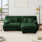 L Shaped Loveseat Sofa Chenille Sectional Couch with Lumbar Pillows