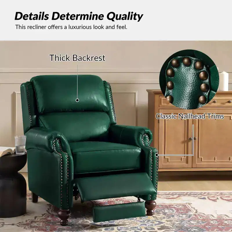 Set van 2 moderne Elisabete-fauteuils met hoge rugleuning van echt leer en vintage spijkerkopafwerking voor woonkamer en slaapkamer| ART OF LIVING DESIGNS