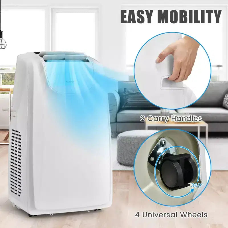 Costway draagbare airconditioner van 8000 BTU (11.500 BTU ASHRAE) met twee slangen, 3-in-1-airconditioningunit met afstandsbediening