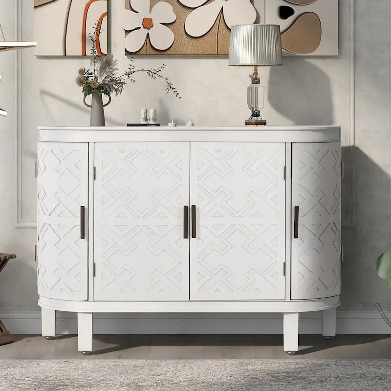 Credenza contenitore decorativa in legno con ante dal motivo antico per corridoio, ingresso, soggiorno e camera da letto