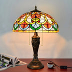 HomeyFad Vintage-Tischlampe mit 2 Leuchten, Edelstahlsockel und gläsernem Kuppelschirm