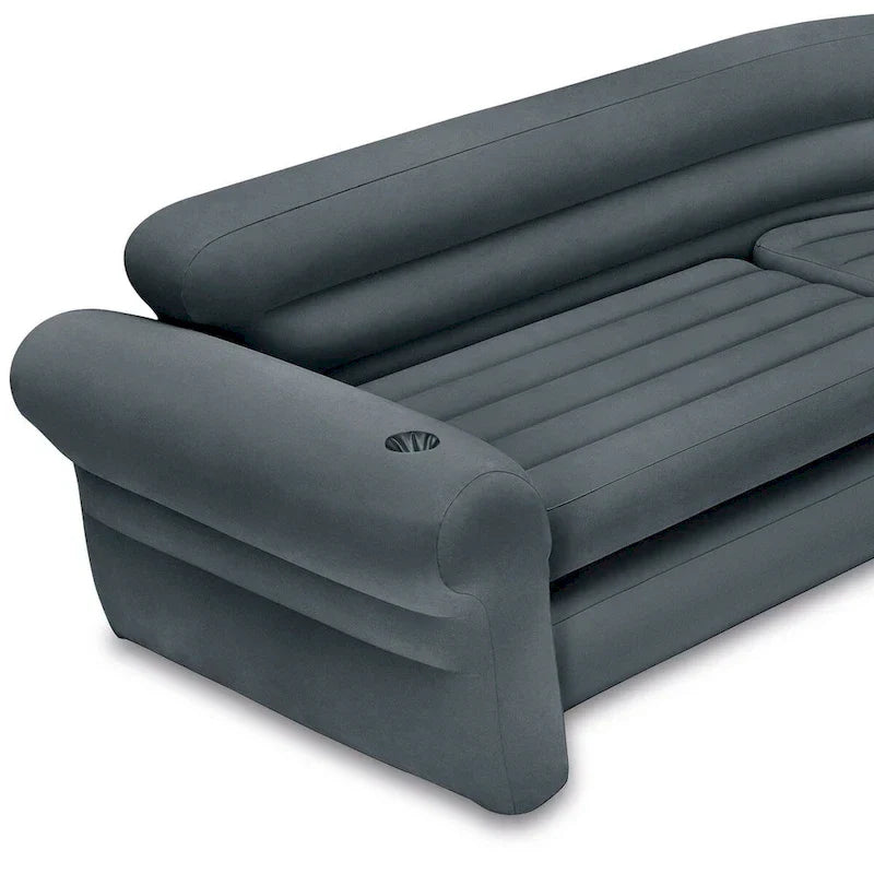 Divano angolare gonfiabile Intex a forma di L con portabicchieri, grigio (confezione da 2) - 26