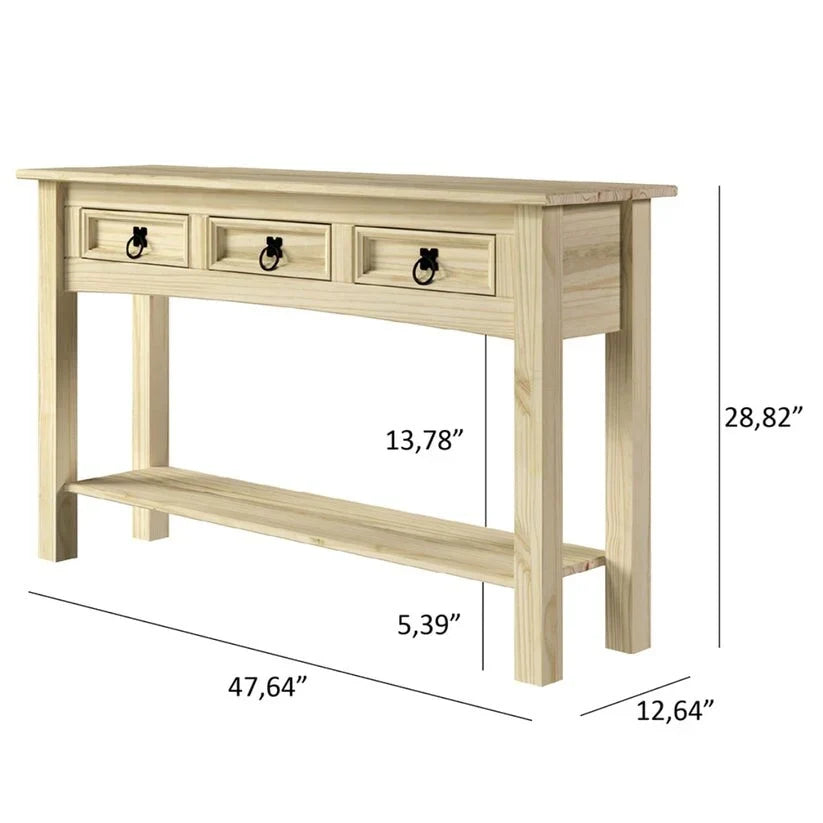 Houten haltafel, consoletafel met 3 laden Corona | Furniture Dash - N.v.t.
