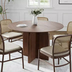 Tavolo da pranzo rotondo PexFix 45 x45 in legno massello con finitura noce e gambe ad arco eleganti per sale da pranzo e cucine moderne