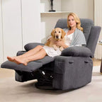Poltrona reclinabile a dondolo girevole a 360° oversize con massaggio e calore - sedia lounge ergonomica con portabicchieri e tasche laterali per soggiorno e cameretta