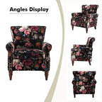 Araceli traditionele houten bloemenfauteuil met bekleding, hoge rugleuning en sierspijkerrand| ART OF LIVING DESIGNS