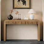 Whisen Rustic Console Table Entryway Table Side Table with Fluted Drawer Front