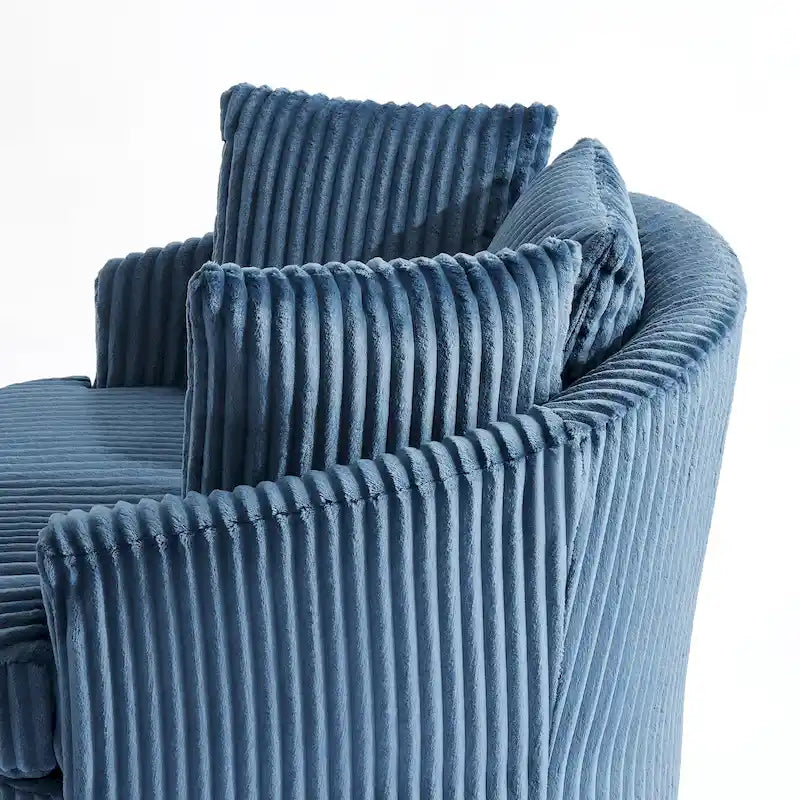 Extra grote 43 W pluche corduroy draaifauteuil met verzonken armleuningen en kuipvorm