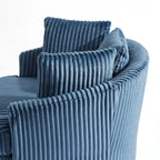 Extra grote 43 W pluche corduroy draaifauteuil met verzonken armleuningen en kuipvorm