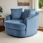 Extra grote 43 W pluche corduroy draaifauteuil met verzonken armleuningen en kuipvorm