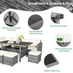 Costway 7-delige eethoek voor de patio van rotan, modulaire bank, fauteuil en voetenbank - Bekijk de details
