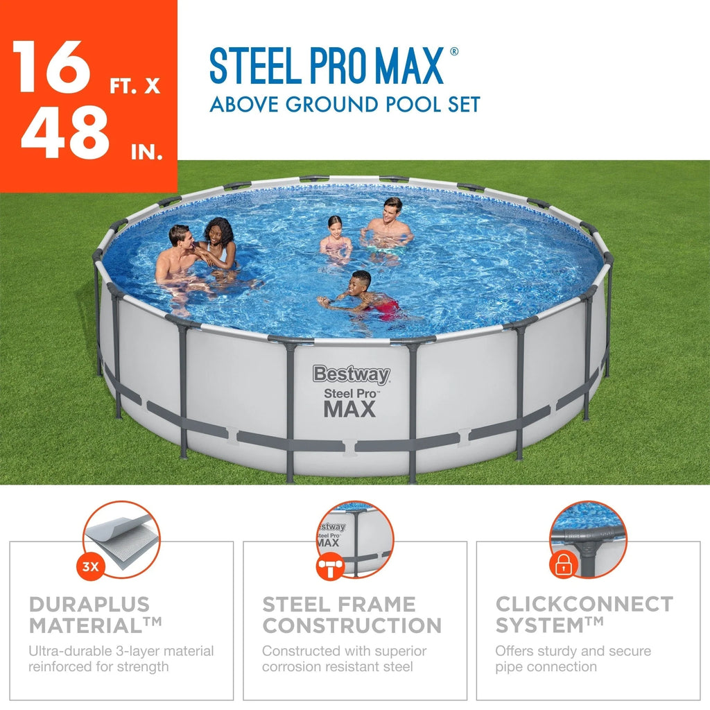 Bestway Steel Pro MAX Round Above Ground Swimming Pool with Pump & Cover