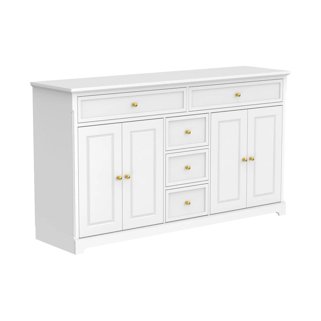 59,1' Sideboard-Buffet in Weiß, Mid-Century-Modern, zeitgemäß lackiert