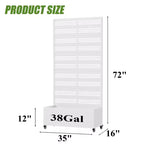 MAYEERTY White Wrought Iron Rectangular Planter with Trellis (Harold Wide-Narrow B Louvered), 72x35x16, 5-Piece Indoor Outdoor Garden Decor