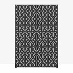 3-Panel Room Divider Screen with Geometric Pattern – Black Galvanized Steel