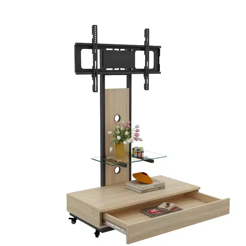 TV-Ständer für 32–75-Zoll-Fernseher, höhenverstellbarer mobiler TV-Wagen mit Schublade und Rollen für Wohnzimmer, Schlafzimmer und Büro – ModernLuxe