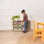 Cubby Mobile Tray Cabinet and 15 Scoop Front Bins, 3x4, Kids Furniture