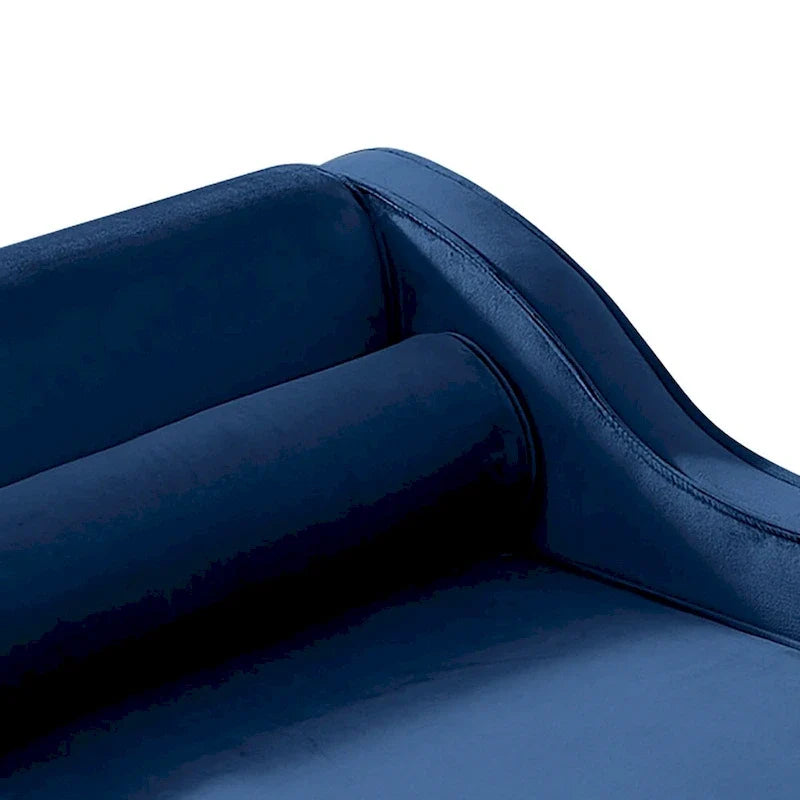 Chaise longue elegante francese rivestita in velluto con contenitore e cuscino