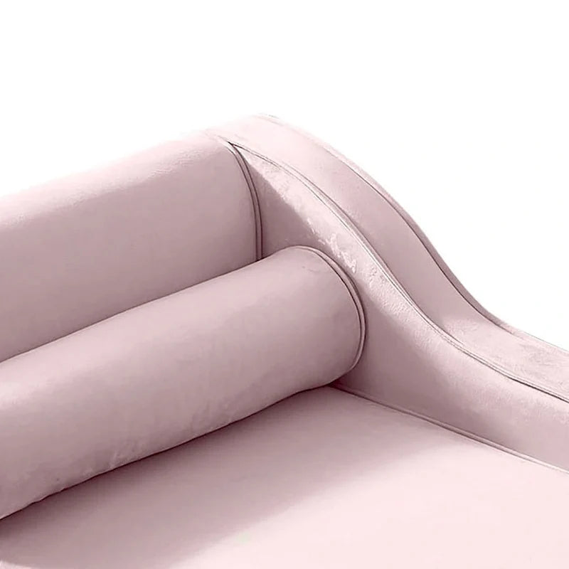 Chaise longue elegante francese rivestita in velluto con contenitore e cuscino