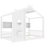 Huisvormig platformbed voor eenpersoonsbed/tweepersoonsbed, peuter-vloerbed, Montessori-kinderbed en speelhuisbed met opbergplank - ModernLuxe