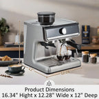 Aparat za espresso kavu s mlincem, spremnik za vodu od 2.8 L