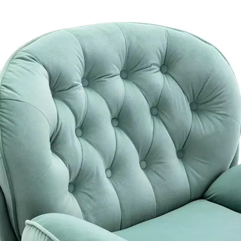 Okak fluwelen fauteuil met voetenbankje, moderne armloze woonkamerstoel in mid-centurystijl, zachte comfortabele stoel om tv te kijken en te gamen