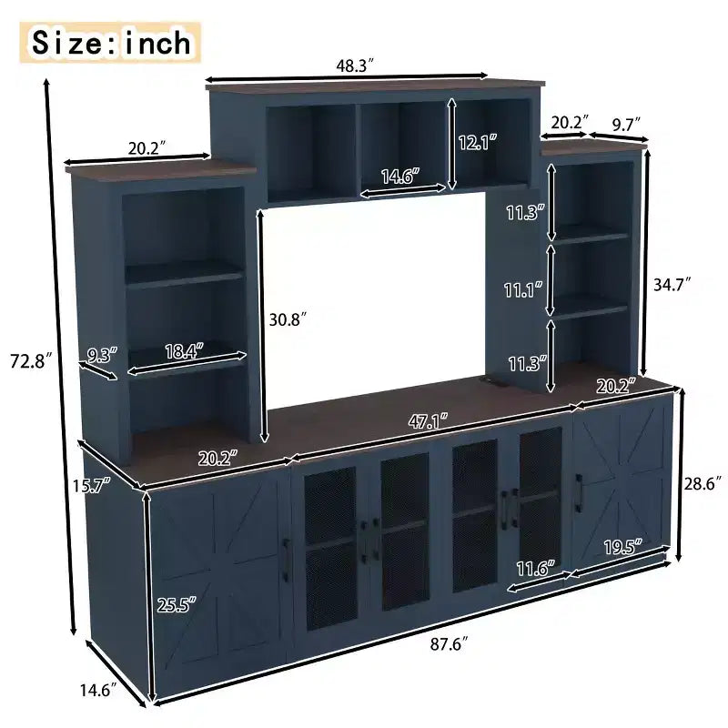Moderne tv-kast voor een 55-inch tv met oplaadstation, mediaconsole met grote opbergkasten, entertainmentcentrum voor de woonkamer-Panipeachy