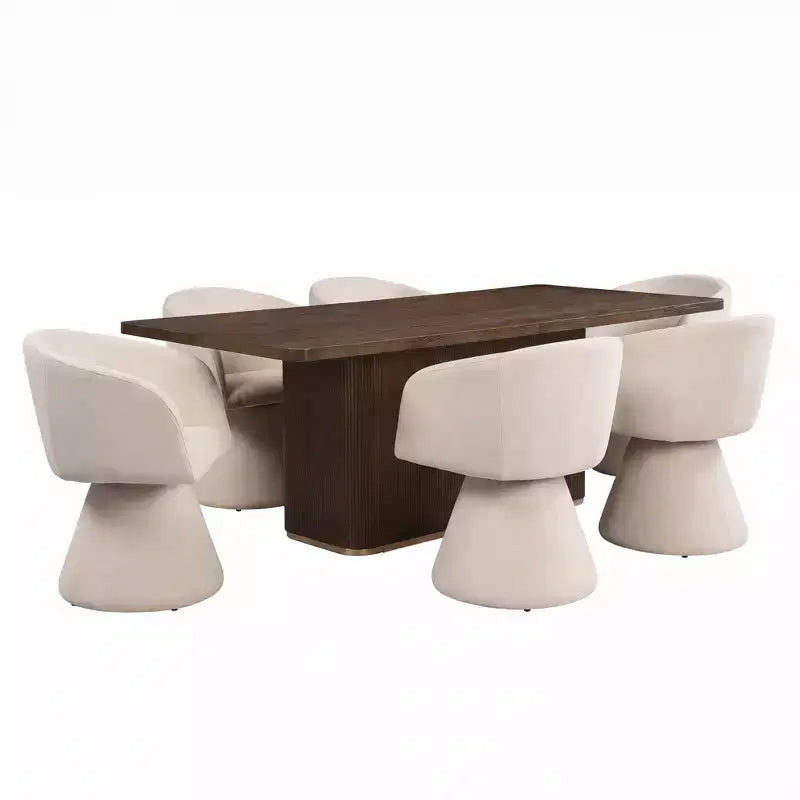 Sett tal-ikel modern Christopher Knight Home Yodsak ta’ 7 biċċiet tal-injam u tal-metall b’siġġijiet li jduru 180