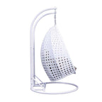 Poltrona sospesa a uovo LeisureMod per 2 persone con supporto - Altalena da patio in rattan intrecciato per esterni/interni, chaise longue con cuscini