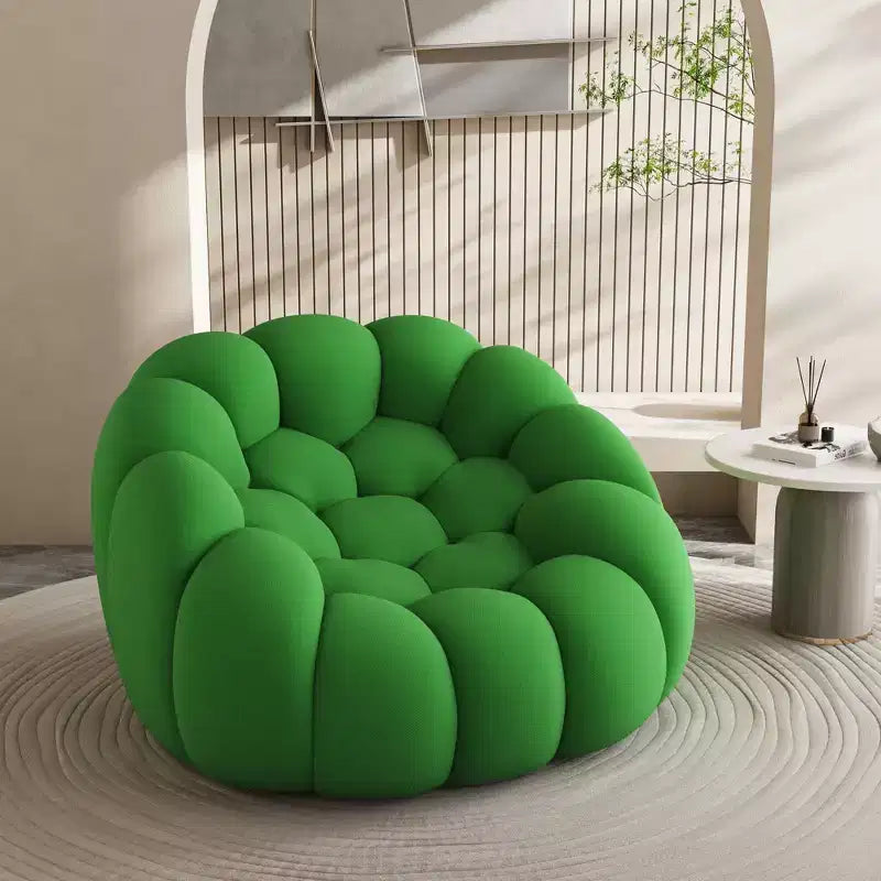 Divano da pavimento a bolle da 47 pollici con design curvo, poltrona a sacco 3D per soggiorno, verde