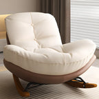 Sedia a dondolo imbottita in stile scandinavo con pouf opzionale