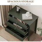 Heynemo 3 Drawer Dresser, Painted 30 Inch Tall Wood Nightstand with Storage, Wide Modern Chest of Drawers with Ball Bearing Slide