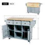 Kitchen Cart With Rubber Wood Drop-Leaf Countertop